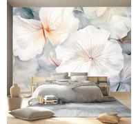 3D Moderne Art Photo Papier Peint Panoramique - 1 Plante Aquarelle Pétales Poster Geant Mural Décoration pour Chambre Salon Chambre D'enfant, Gris Clair Papier Peint no intissé Murale 400 x 280 cm