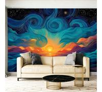 3D Moderne Art Photo Papier Peint Panoramique - Abstrait Ciel Vortex Poster Geant Mural Décoration pour Chambre Salon Chambre D'enfant, Bleu Foncé Papier Peint no intissé Murale 200 x 140 cm