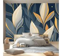 3D Moderne Art Photo Papier Peint Panoramique - Dessin Animé Plante Feuille Poster Geant Mural Décoration pour Chambre Salon Chambre D'enfant, Gris Foncé Papier Peint no intissé Murale 200 x 140 cm