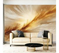3D Moderne Art Photo Papier Peint Panoramique - Plumes Abstraites Et Dégradées Poster Geant Mural Décoration pour Chambre Salon Chambre D'enfant, Beige Papier Peint no intissé Murale 250 x 175 cm