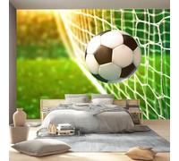 3D Moderne Art Photo Papier Peint Panoramique - Sports Football Filet Herbe Poster Geant Mural Décoration pour Chambre Salon Chambre D'enfant, Vert Papier Peint no intissé Murale 400 x 280 cm
