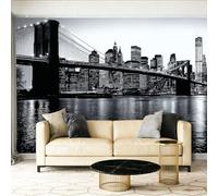 3D Moderne Art Photo Papier Peint Panoramique - Style Moderne Pont Paysage Poster Geant Mural Décoration pour Chambre Salon Chambre D'enfant, Gris Foncé Papier Peint no intissé Murale 400 x 280 cm
