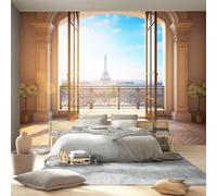 3D Moderne Art Photo Papier Peint Panoramique - Style Moderne Ville Tour Eiffel Poster Geant Mural Décoration pour Chambre Salon Chambre D'enfant, Coloré Papier Peint no intissé Murale 250 x 175 cm