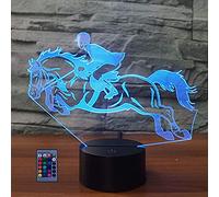 3D Monter à Cheval LED Lampe Art Déco Lampe Lumières LED Décoration Lampes Télécommande 7/16 Couleurs Change Veilleuse USB Powered Enfants Cadeau Anniversaire Noël Cadeaux
