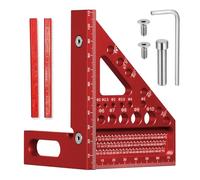 3D Multi Angle Équerre Menuisier, 22.5-90° Équerre Charpentier Règle de Mesure pour le Travail du Bois, Equerre 3d en Alliage D'aluminium avec 11 Différents Types & 2 Goupilles Cachées
