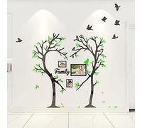 3D Mural Autocollants Arbre D'amour Acrylique Sticker Oiseau Arbre Autocollant Murale Chambre Salon Romantique Famille Décor Amour Arbre Peinture DIY Peint Décoration Avec Cadre Photo （M:150cm*150cm）