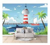 3D Mural Photo Self-adhesive Wallpaper Big Sea Bridge Lighthouse Whale 100x70cm Wall Art Poster Decorative Stickers Background for Living room