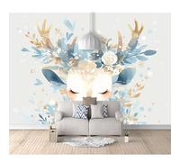 3D Mural Photo Self-adhesive Wallpaper Cute animals, deer, flowers, plants 100x70cm Art Wall Posters Stickers for Living Room Tv Sofa Theme Hotel Corridor Background