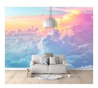 3D Mural Photo Self-adhesive Wallpaper Fantasy sky, clouds, moon, stars, pink 100x70cm Wall Classic Interior Decor Panel Bathroom Restaurant Hall Living Room Hallway Art