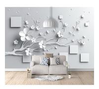 3D Mural Photo Self-adhesive Wallpaper Optical illusion of white geometric flowers 100x70cm Art Wall Posters Stickers for Living Room Tv Sofa Theme Hotel Corridor Background