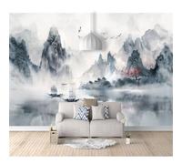 3D Mural Self-adhesive Wallpaper Ink landscape boat black and white 100x70cm Living Room Bedroom Wall Paper Sticker Home Decor for Restaurant Hotels Decoration