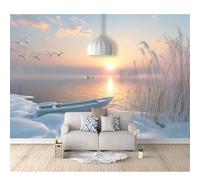 3D Mural Self-adhesive Wallpaper Lake boat plant landscape 100x70cm Living Room Bedroom Wall Paper Sticker Home Decor For Restaurant Hotels Modern Decoration