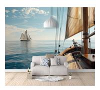3D Mural Self-adhesive Wallpaper Scenery of sailing ships in the sea 100x70cm Living Room Bedroom Wall Paper Sticker Home Decor For Restaurant Hotels Modern Decoration