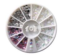 3D Nail Art Décorations Strass Cristal Mixte Taille Ronde Dos Plat Strass Roue Créatif et Utile
