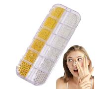 3d Nail Caviar Beads, Professional Charm Accessories, Mixed Size Manicure, Silver Gold Sphere, Jewelry Making Craft for Diy Decoration Art Design Supplies Salon Set Kit