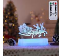 3D Noël Veilleuse LED Illusion Lampe avec 7 couleurs Fonctionne avec des piles Veilleuses avec télécommande Lampe de chevet Fête Décoration de Noël
