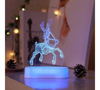 3D Noël Veilleuse LED Illusion Lampe avec 7 couleurs Fonctionne avec des piles Veilleuses avec télécommande Lampe de chevet Fête Décoration de Noël