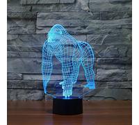 3D Nuit Gorille LED Lampe Art Déco Lampe lumières LED Décoration Lumière Touch Control 7 couleurs Change Alimenté par USB Enfants Cadeau Anniversaire Décoration de Noël