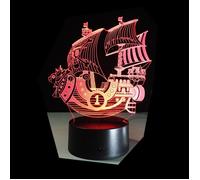 3D Nuit Lumière Lampe Acrylique Coloré ONE PIECE THOUSAND SUNNY Bateau Pirate
