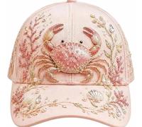 3D Ocean Creatures Embroidery Cap, Adjustable Baseball Caps，Crab