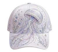 3D Ocean Creatures Embroidery Cap, Adjustable Baseball Caps，Jellyfish