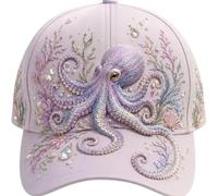 3D Ocean Creatures Embroidery Cap, Adjustable Baseball Caps，Octopus