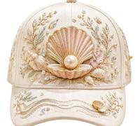 3D Ocean Creatures Embroidery Cap, Adjustable Baseball Caps，Pearl Shell