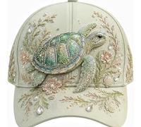 3D Ocean Creatures Embroidery Cap, Adjustable Baseball Caps，Sea Turtle
