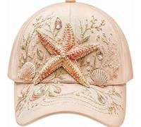 3D Ocean Creatures Embroidery Cap, Adjustable Baseball Caps，Starfish