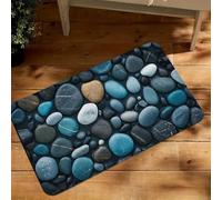 3D One Piece Dark Grey Stone Pebble Door Mat, Soft Mat Kitchen Home Floor Decoration Washable, Entrance Hallway Living Room mat-50x80cm