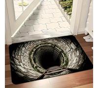 3D Optical Illusion Door Mat,Vortex and Bottomless Hole Design Funny Entryway Rug,Ground Crack Trap Optical Illusion Rug,Thick Absorbent Non Slip Washable Mats for Kitchen,Bathroom,Stairs