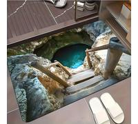 3D Optical Illusion Rug That Looks Like a Hole, Realistic Vortex Hole Rug for Home Décor, Funny Prank, Non-Slip 3D Area Rugs for Living Room, Bedroom, Entryway, Parties (AA,50 * 80cm)