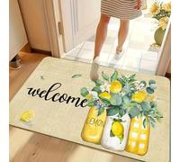 3D Pack Lemon Pattern Welcome Mat - Features a Vibrant Lemon and Floral Pattern, a Rustic Burlap Texture and The Word Welcome-40x60cm