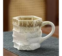 3D Painted Book Stack Ceramic Coffee Mug, Chapter Book Mug Design, Colorful Bo ok Coffee Mug 250 ml, Painted Ceramic Boo k Cup Cadeau pour Lecteurs, Écrivains et Bibliothécaires (Blanc et jaune)