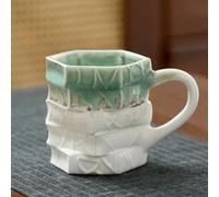 3D Painted Book Stack Ceramic Coffee Mug, Chapter Book Mug Design, Colorful Bo ok Coffee Mug 250 ml, Painted Ceramic Boo k Cup Cadeau pour Lecteurs, Écrivains et Bibliothécaires (Blanc et vert)