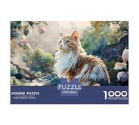 3D Painting Two Parrots 1000 Pcs Carton Premium Lot de Puzzles Long-Haired Cat with Roses Stimulant Et Éducatif Défi Unique Puzzles pour Adultes Et Enfants 38x26cm/1000pcs