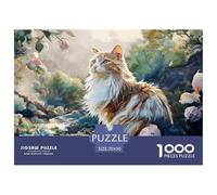 3D Painting Two Parrots 1000 Pièces Carton Premium Coffret De Puzzles Long-Haired Cat with Roses Anti-Stress Défi Unique Puzzles pour Adultes Et Enfants 70x50cm/1000pcs