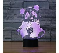 3D Panda Lampe Illusion d'optique Veilleuse, 7 couleurs Bureau Décoration de table Lampes cadeau de Noël parfait avec