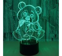 3D Panda Veilleuse Lampe Veilleuse Illusion Optique 7 Changement de couleur Décoration Table Bureau Lampes pour avec switch tactile acrylique Base Câble USB