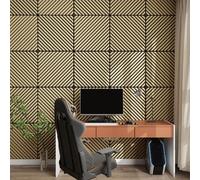 3D panneau mural acoustique set de 4 'Vang' avec lamelles diagonales en diagonale 1,44 m² aspect chêne