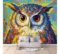 3D Panoramique Murale Chouette Des Couleurs, Papier Peint Enfant Fleur Hibou 3Didée Décoration Tendance Transforme Votre Pièce Cache Les Imperfections Du Mur Collez Directement Sur Le Mur 500X280cm