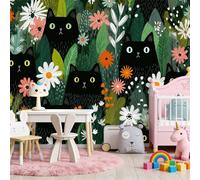 3D Panoramique Murale De Dessins Animés Fleurs Sauvages Marguerites Animaux, Couleur Premium Papier Peint Intissé Pour Salon Chambre Enfant Chambre, 200 x 140 cm Décoration Murale Moderne Poster