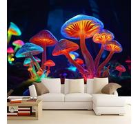 3D Panoramique Murale De Fantaisie Néon Plantes Champignons, Couleur Premium Papier Peint Intissé Pour Salon Chambre Enfant Chambre, 250 x 175 cm Décoration Murale Moderne Poster