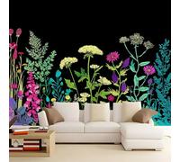 3D Panoramique Murale De Rétro Plantes Fleurs, Couleur Premium Papier Peint Intissé Pour Salon Chambre Enfant Chambre, 400 x 280 cm Décoration Murale Moderne Poster