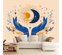 3D Panoramique Murale De Style Bohème Plantes Étoiles Lune, Couleur Rouille Premium Papier Peint Intissé Pour Salon Chambre Enfant Chambre, 400 x 280 cm Décoration Murale Moderne Poster