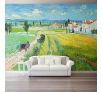 3D Panoramique Murale De Style Champêtre Champs Villages Paysages, Couleur Premium Papier Peint Intissé Pour Salon Chambre Enfant Chambre, 400 x 280 cm Décoration Murale Moderne Poster