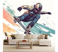 3D Panoramique Murale Éclaboussure d'encre de skateboardPapier Peint Panoramique Mouvement aquarelle 250x175cm Poster mural géant fresque murale moderne décoration murale chambre salon mur d’accent