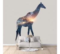 3D Panoramique Murale Girafe d'Afrique, Papier Peint Panoramique Nébuleuse Galaxie 250x175cm Poster mural géant fresque murale moderne décoration murale chambre salon mur d’accent facile à poser