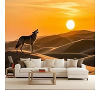 3D Panoramique Murale Hurlement du loupPapier Peint Panoramique animal 250x175cm Poster mural géant fresque murale moderne décoration murale chambre salon mur d’accent facile à poser