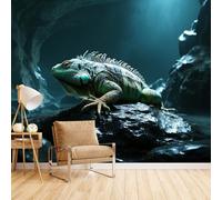3D Panoramique Murale Lézard Des Cavernes, Poster Mural Chambre Animaux Drôlesdécoration Murale Chambre Enfant Ambiance Immersive Cache Les Imperfections Du Mur Papier Peint Intissé Durable 200X140cm